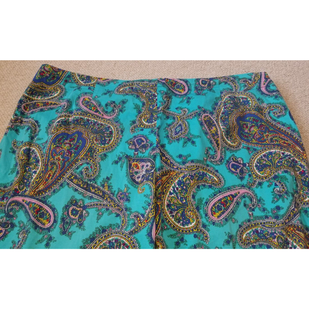 Womens Pants-TALBOTS-blue/multi paisley cotton "Signature" crop Old Money-22WP - Picture 2 of 4